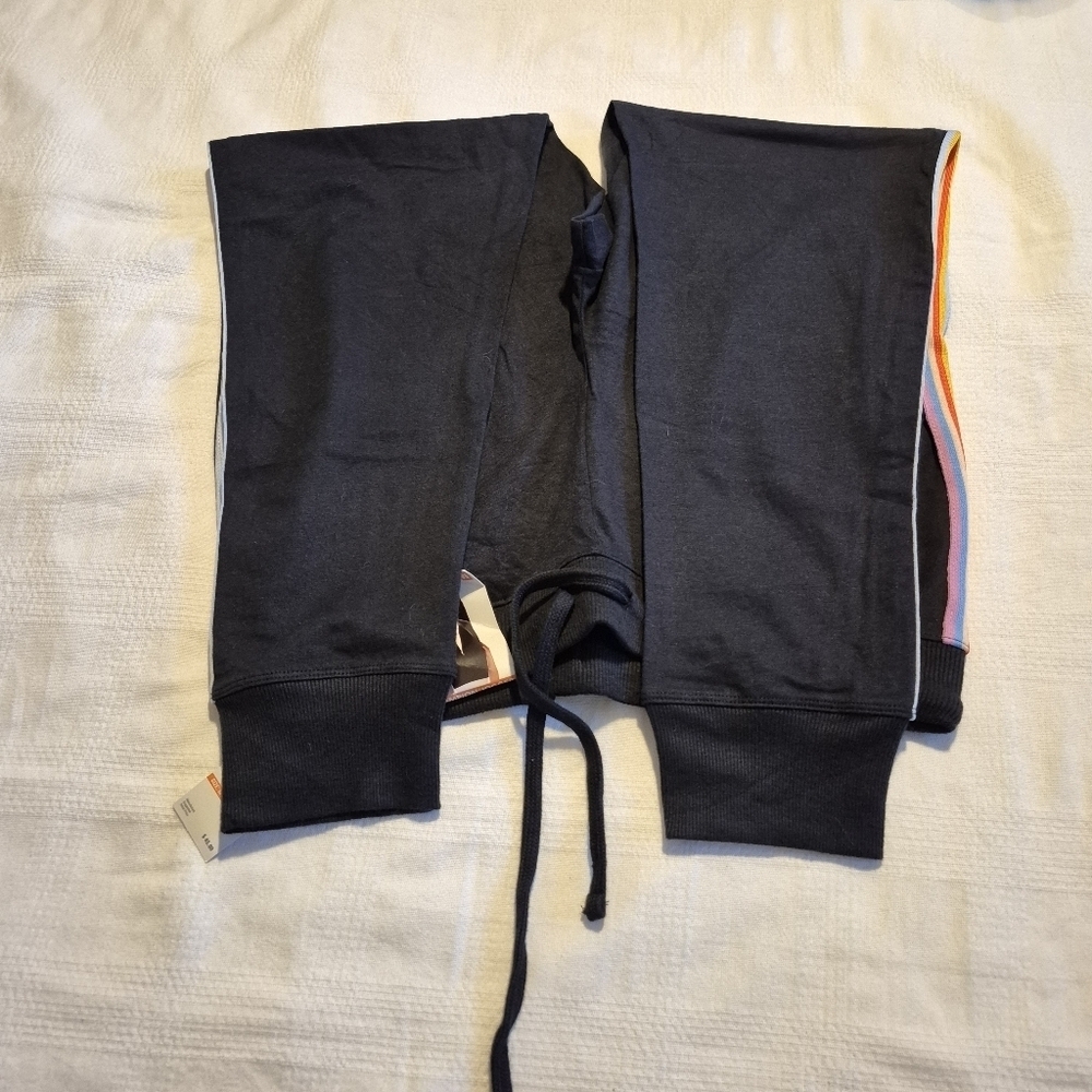 Champion women's size Medium black joggers, rainbow stripe on leg, 2 pockets NWT - Picture 6 of 9